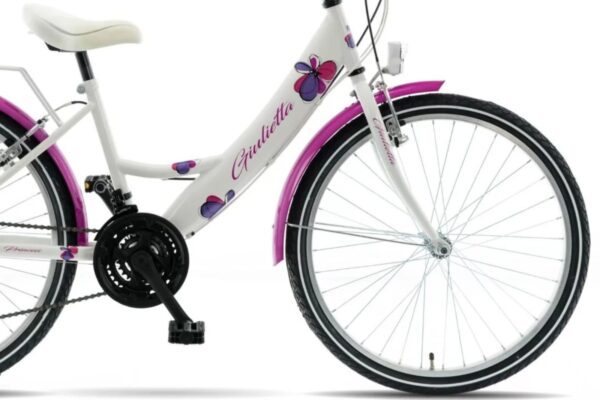 Vit och rosa cykel med blommönster