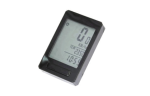 Digital cykeldator visar hastighet och temperatur