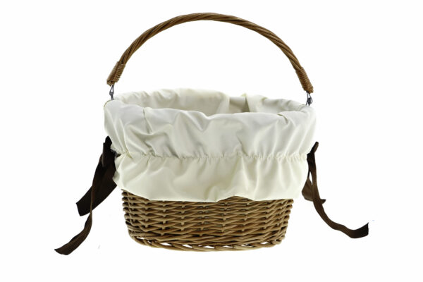 Vävd korg med vitt foder och handtag