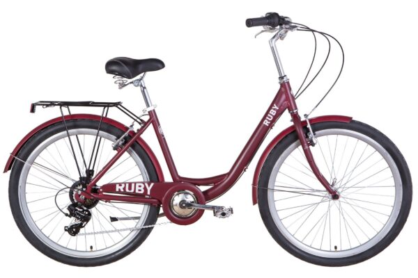 Bicykel Ruby v červenej farbe.