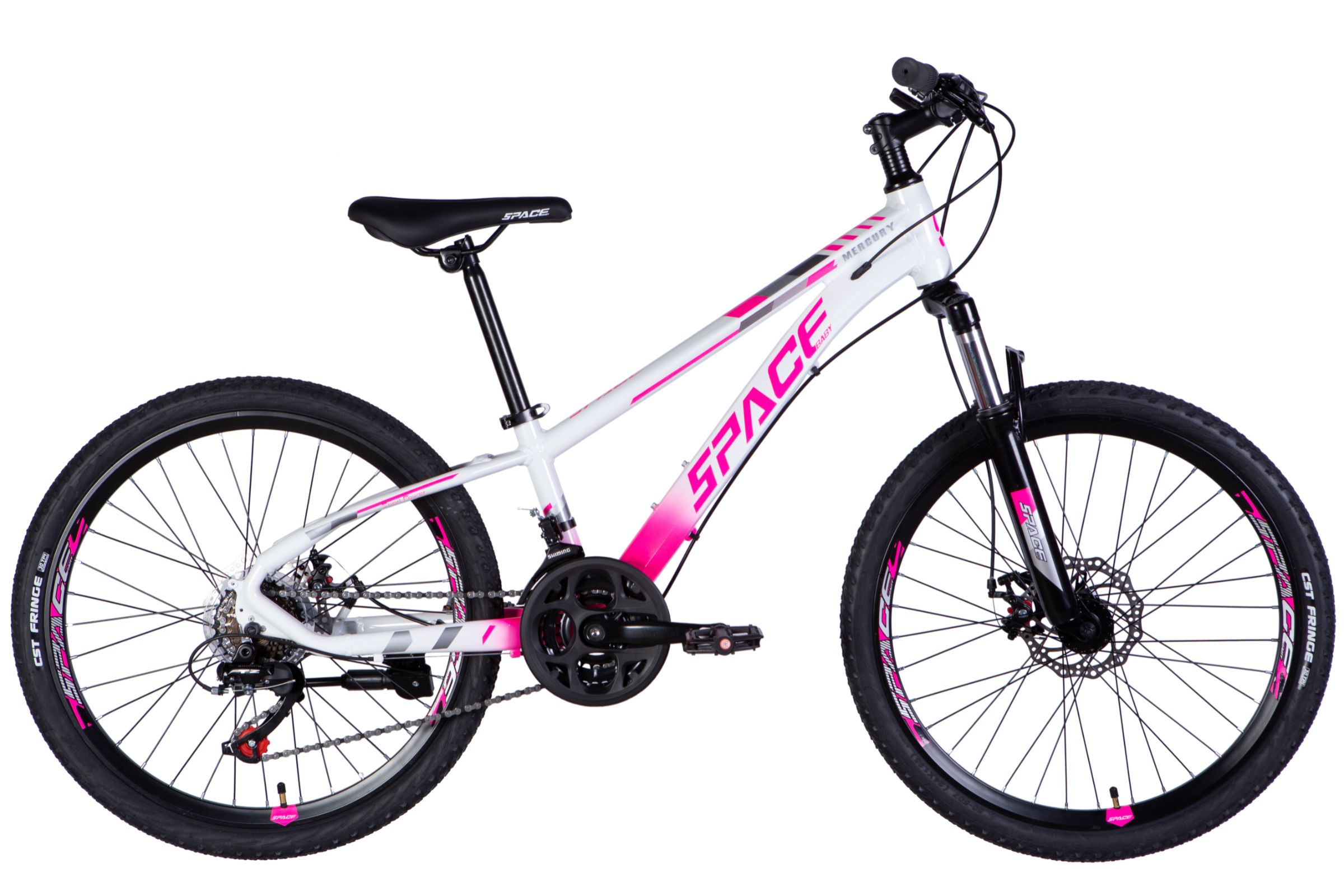 Detský bicykel Mercury Hliník 24", 130–160 cm, 21 prevodov, Biela/Ružová farba