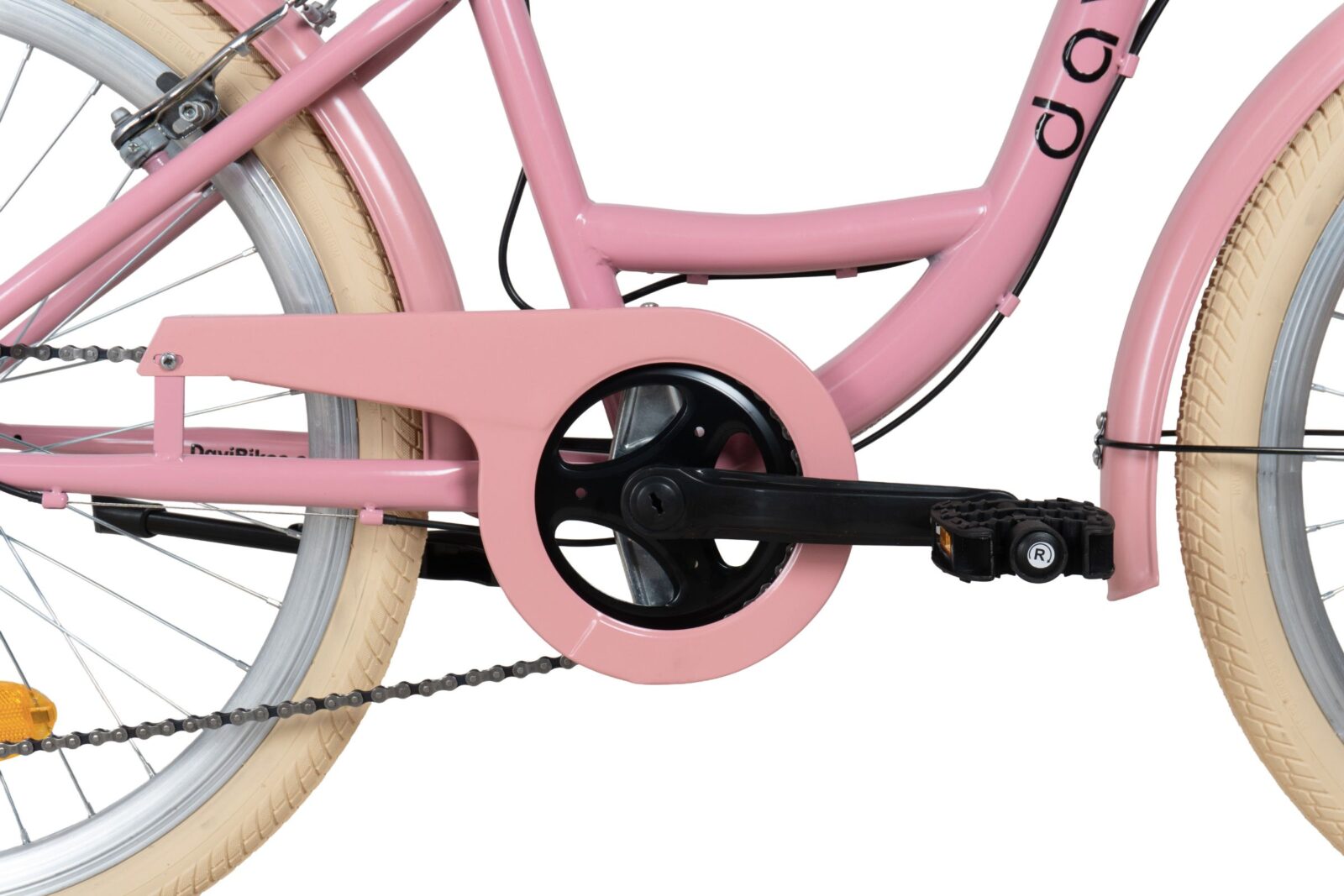 detský bicykel davi amelia 24", 130–165 cm, 7 prevodov, ružová/bežová farba