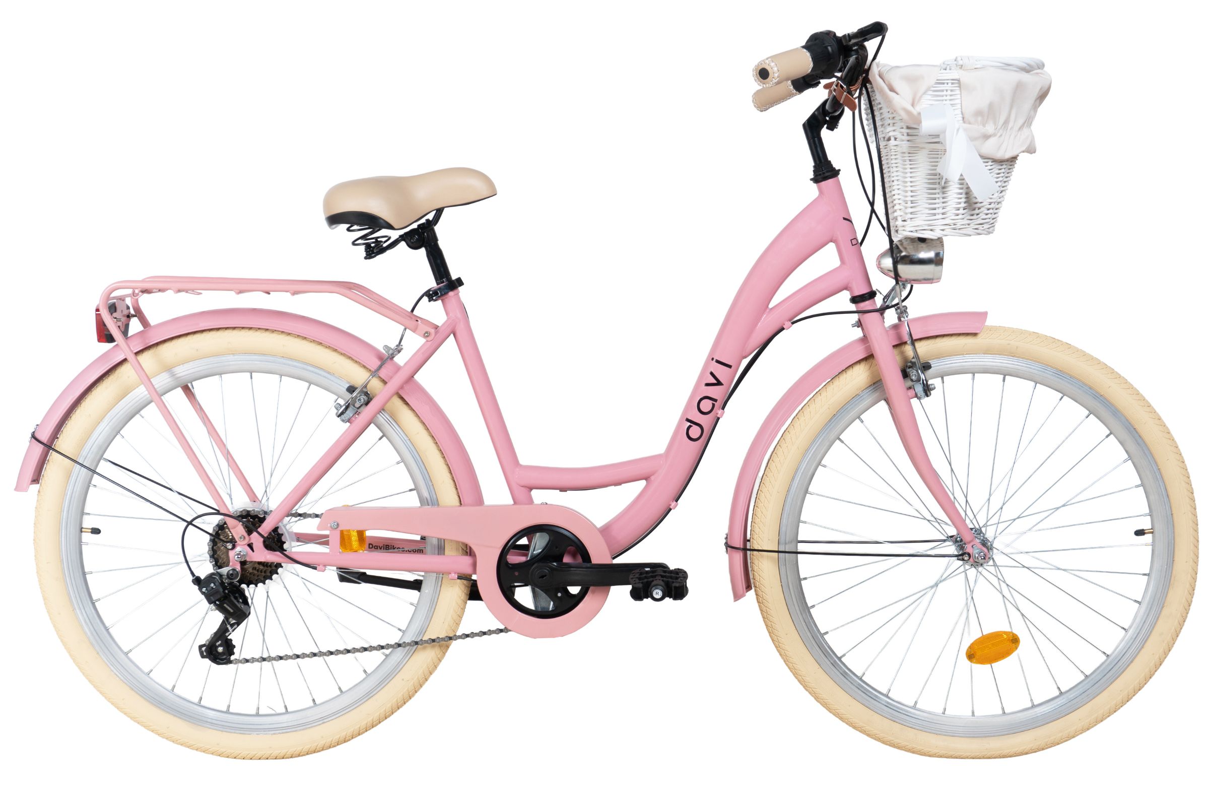 Dámsky bicykel Davi Emma 26", 155–180 cm, 7 prevodov, Ružová/Bežová farba