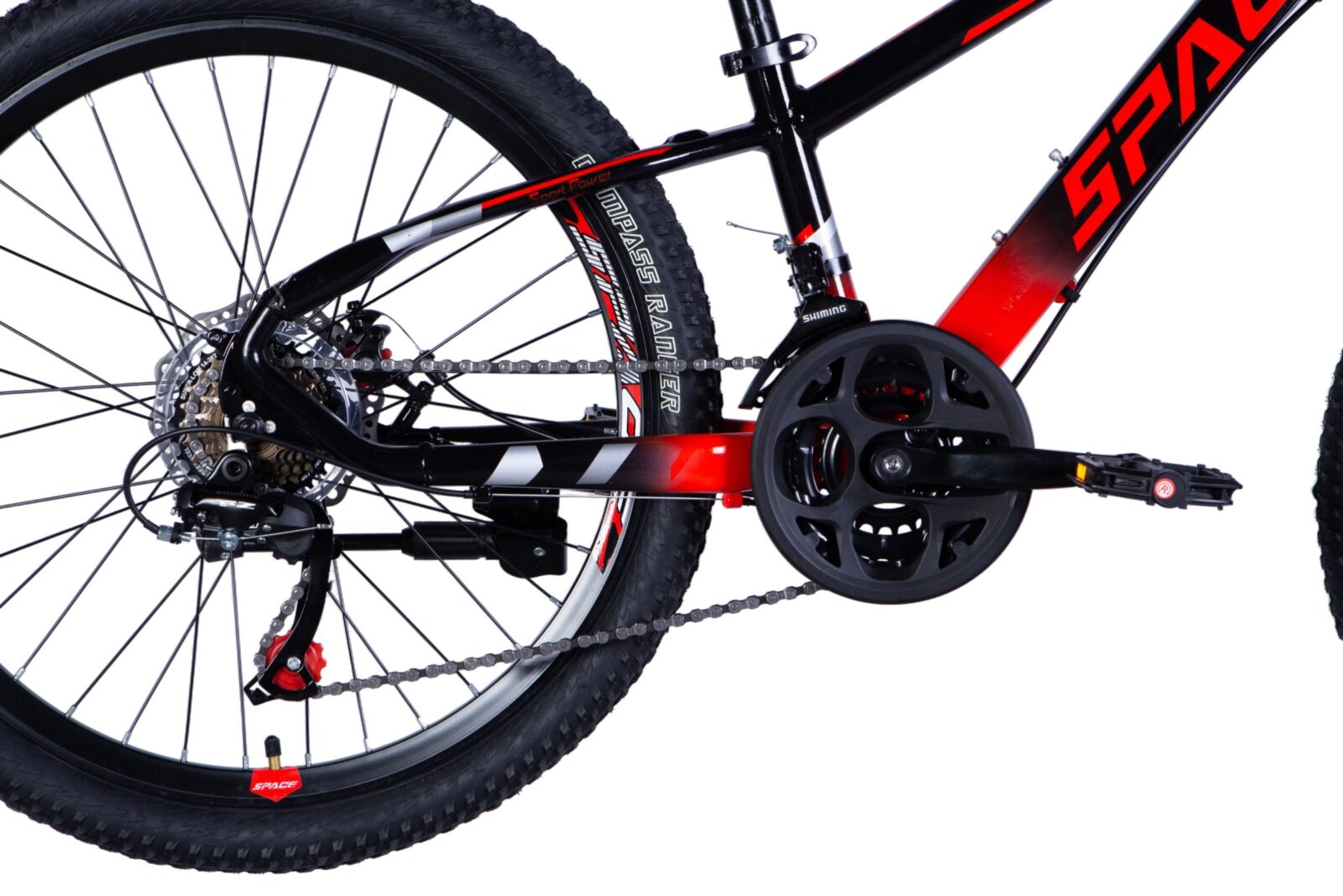 Detail bicykla so zameraním na prevodovku.