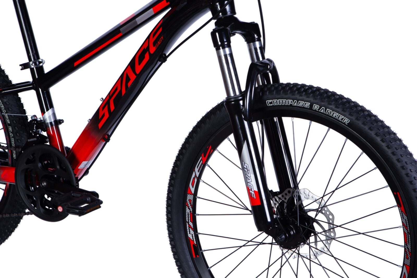 Čierny a červený horský bicykel