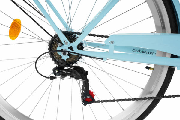 Cykelns växel och kedja i närbild