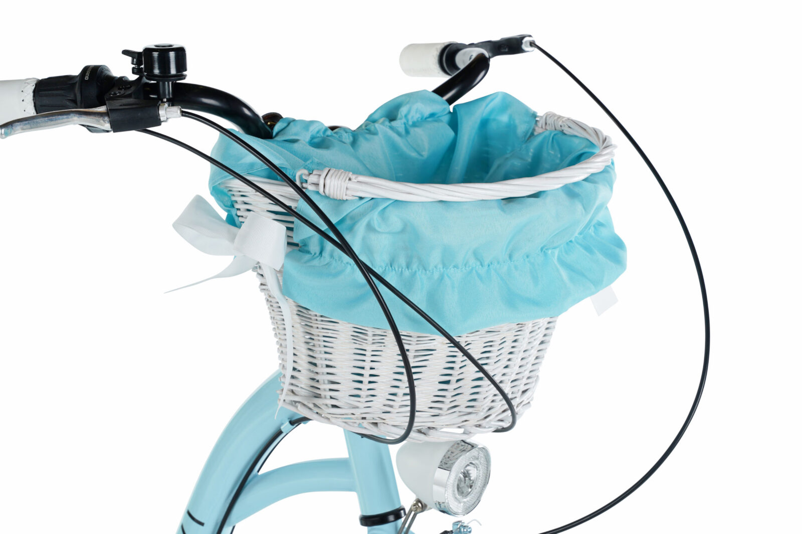 Cykelkorg med blått foder och korgstyre