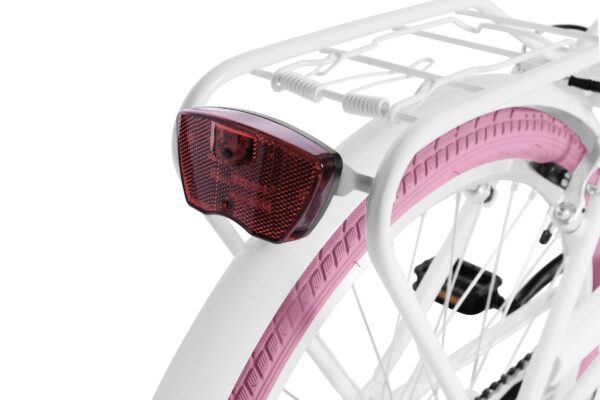 Cykels baklykta och rosa däck