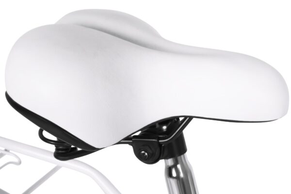Vit cykelsadel med fjädring