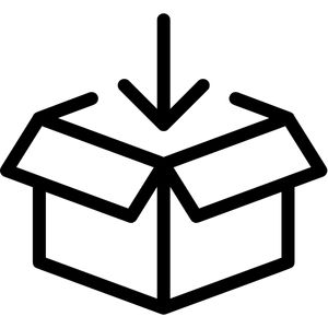 Symbol för nedladdning i låda