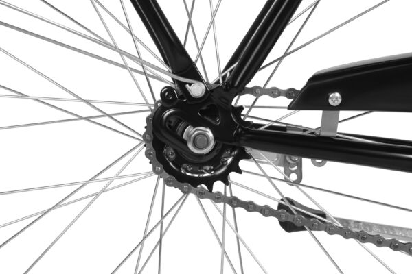 Detail na bicyklovú reťaz a prevodník.