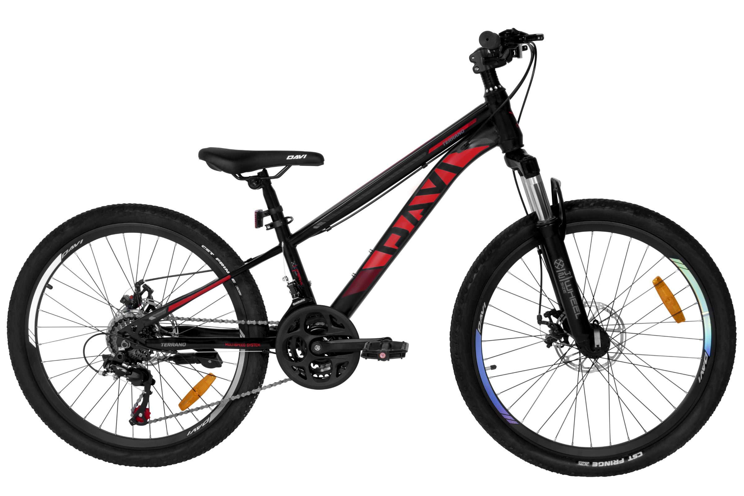 detský bicykel davi terrano 24", 130–160 cm, 21 prevodov, Čierny/Červený