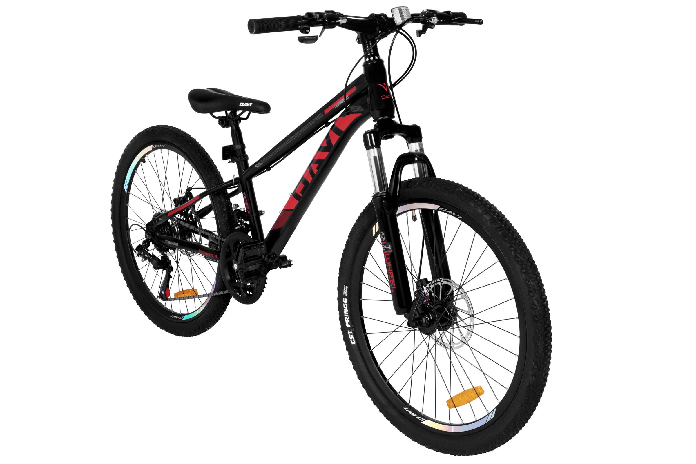 detský bicykel davi terrano 24", 130–160 cm, 21 prevodov, Čierny/Červený
