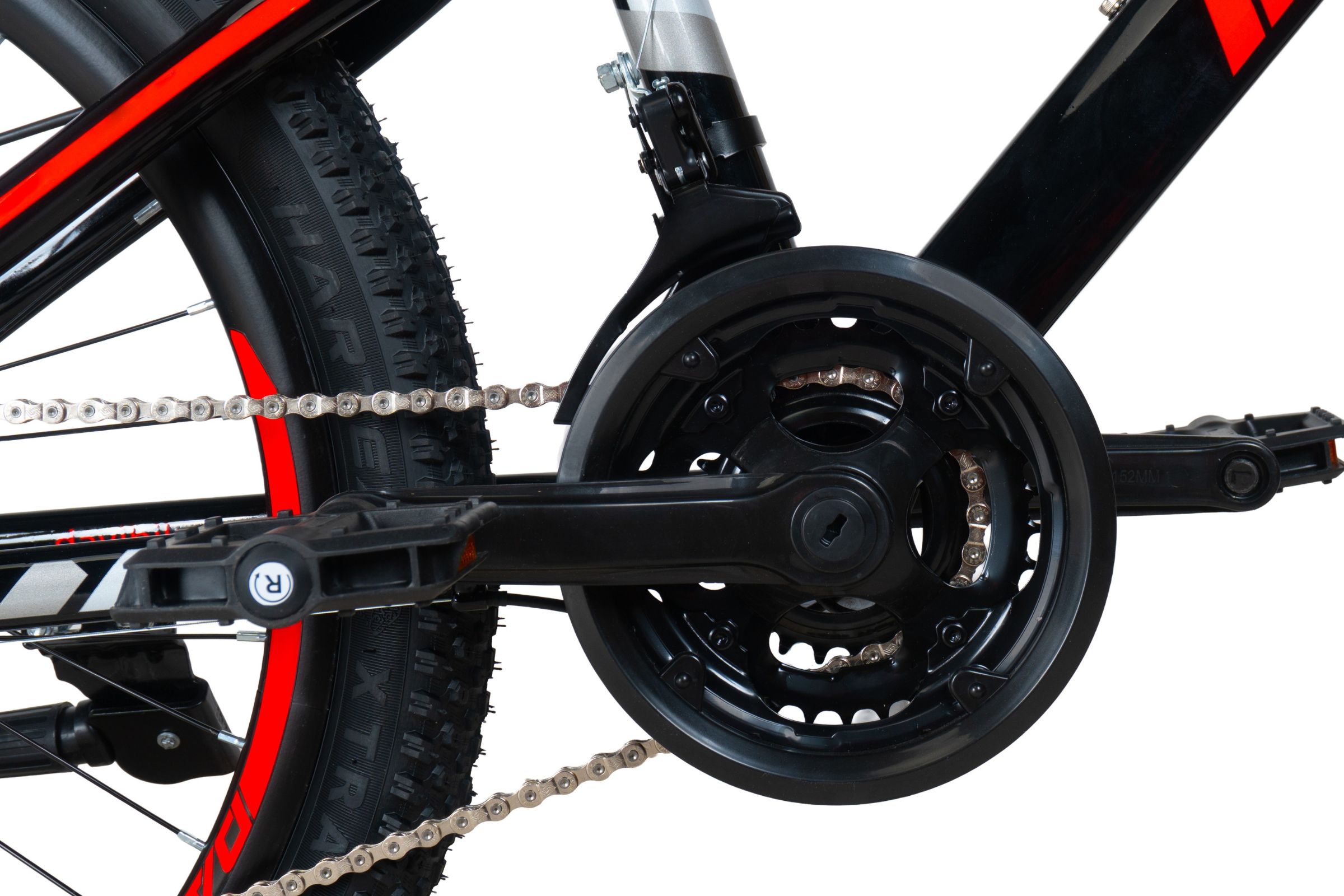 bicicleta copii davi terrano 24", 130 160 cm, 21 viteze, negru/rosu