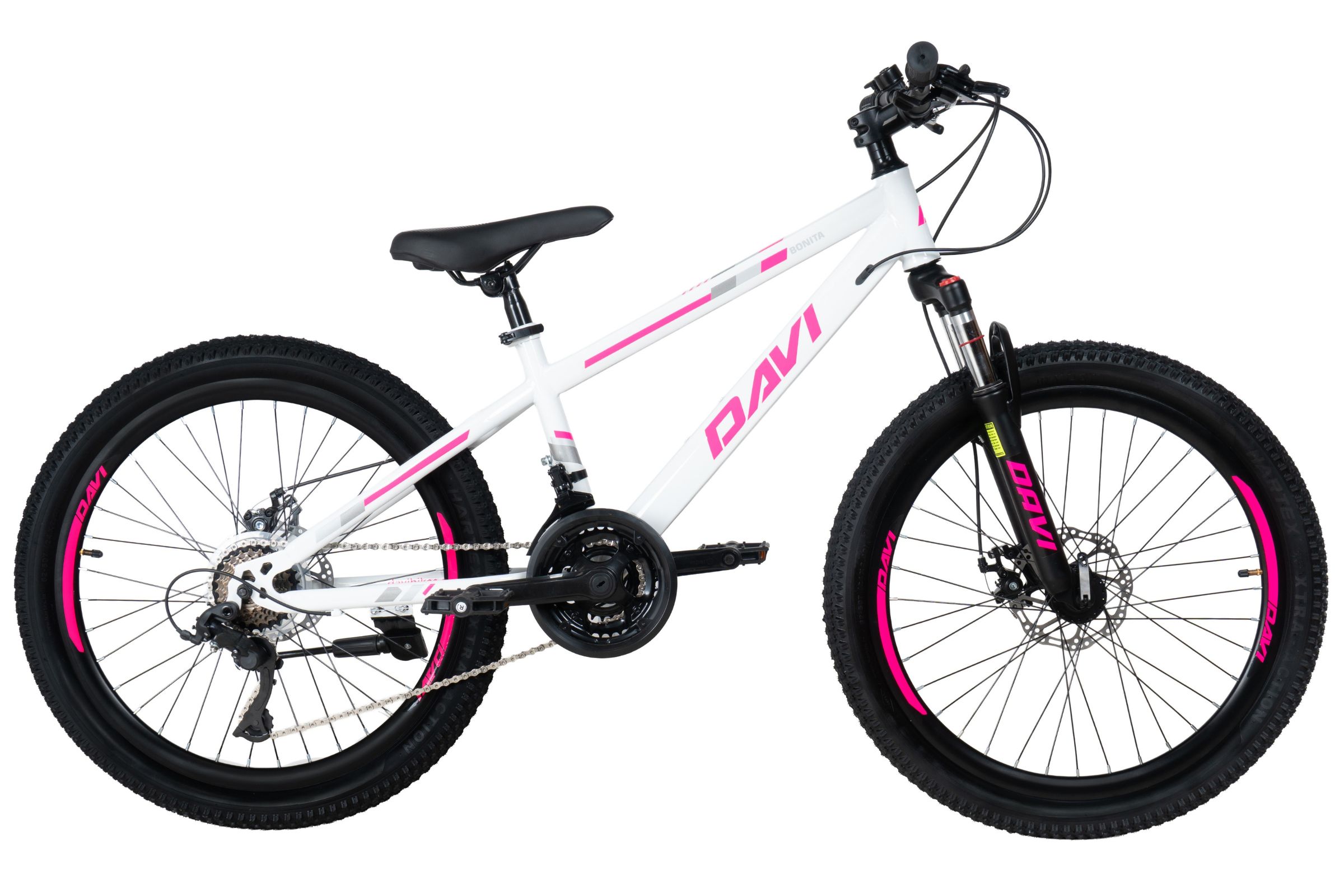 Detský bicykel Davi Bonita 24, 130–160 cm, 21 prevodov, Ružová/Biela farba