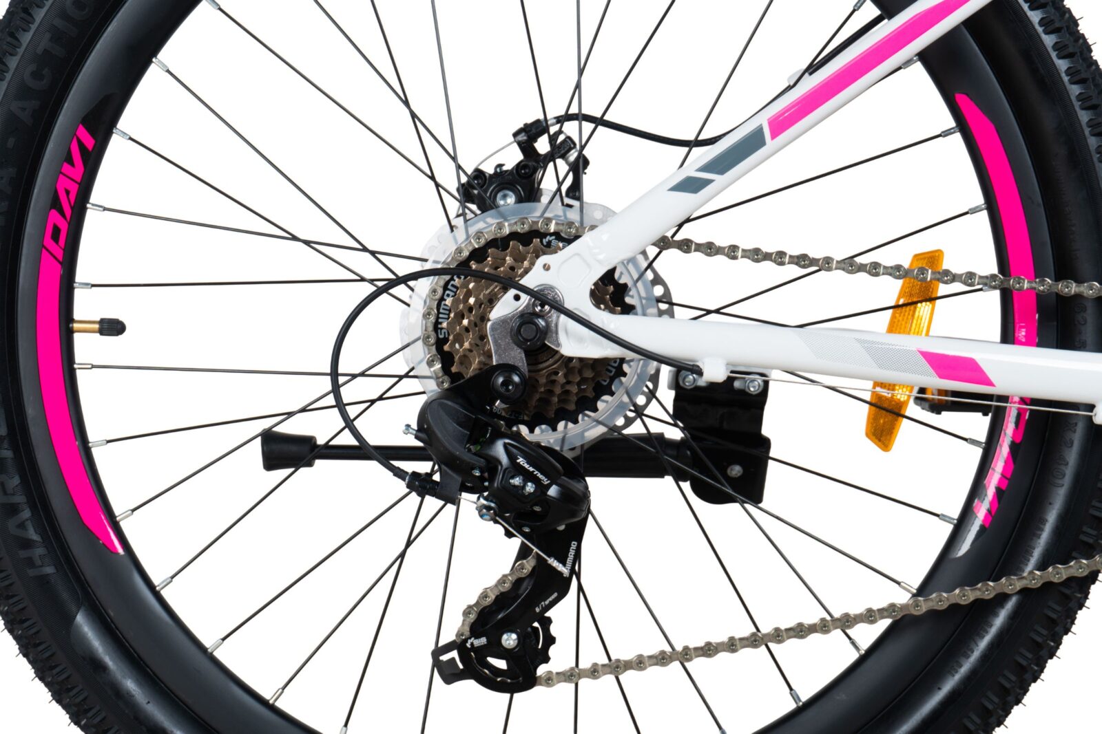 horský bicykel davi bella hliník 27,5", 160–185 cm, 21 prevodov, ružová/biela farba (copy)
