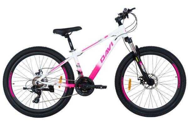 horský bicykel davi bella hliník 26", 145 170 cm, 21 prevodov, biela/ružováfarba (copy)