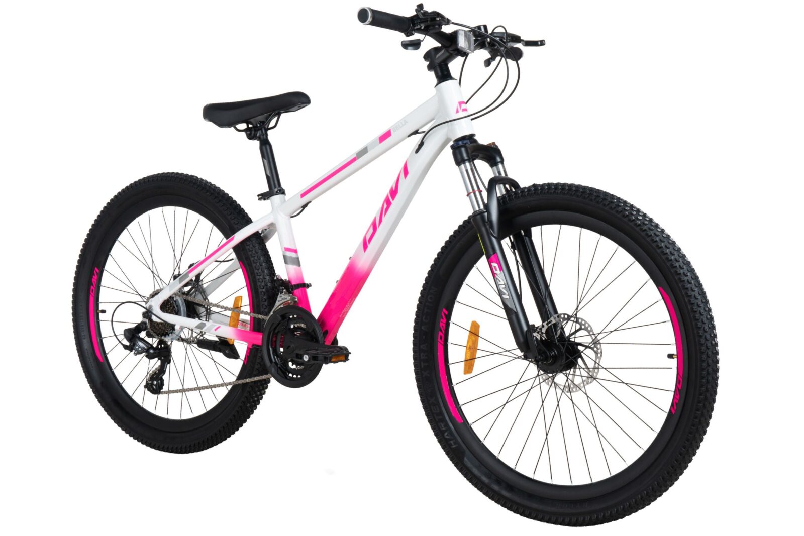 horský bicykel davi bella hliník 26", 145 170 cm, 21 prevodov, biela/ružováfarba (copy)