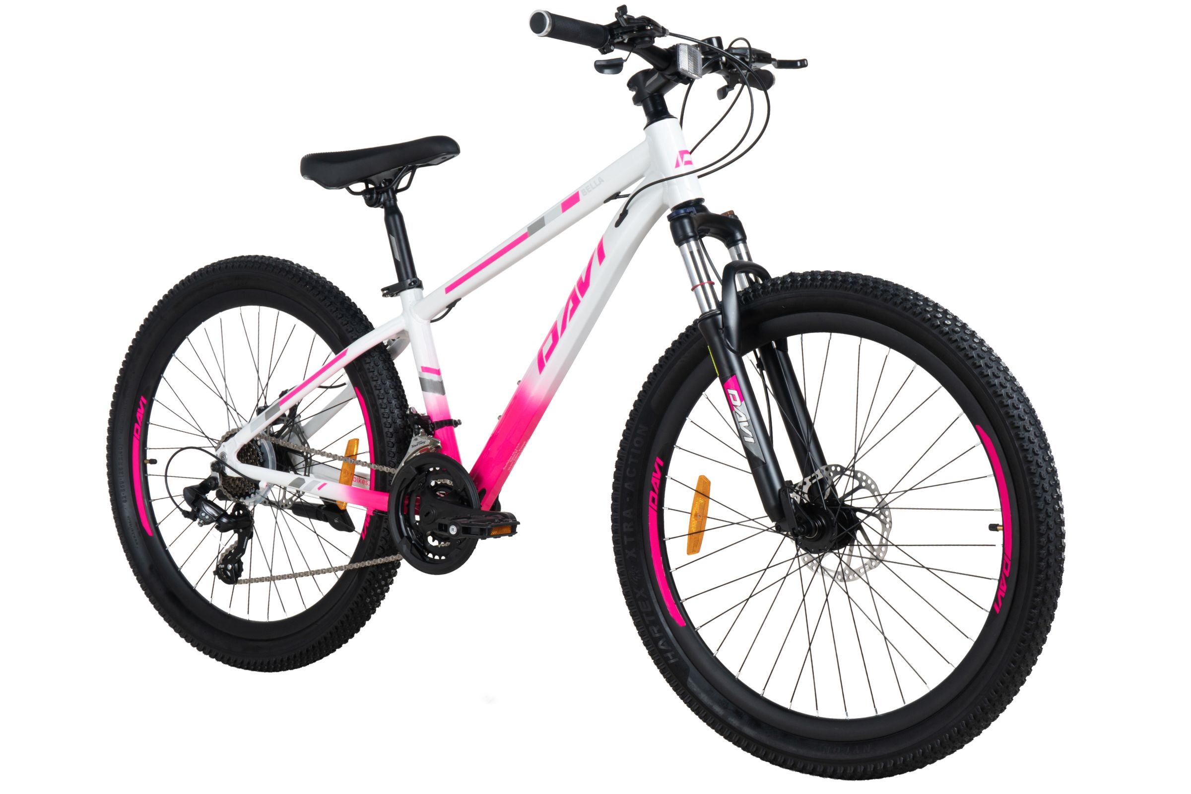 horský bicykel davi bella hliník 26", 145 170 cm, 21 prevodov, biela/ružováfarba (copy)