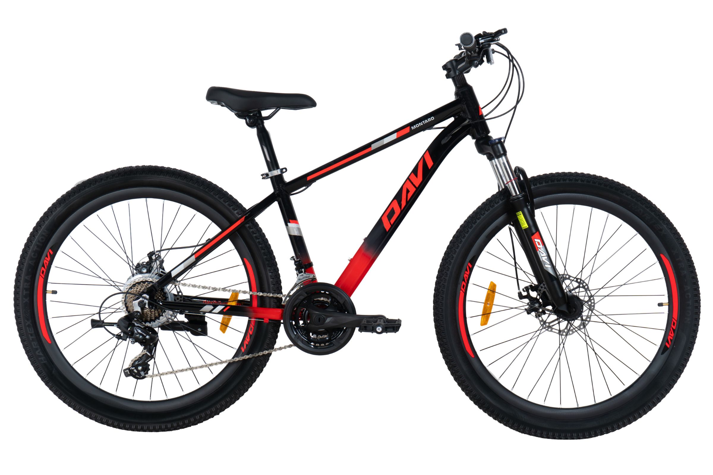 horský bicykel davi montaro hliník 26", 145 170 cm, 21 prevodov, Čierna/Červená farba