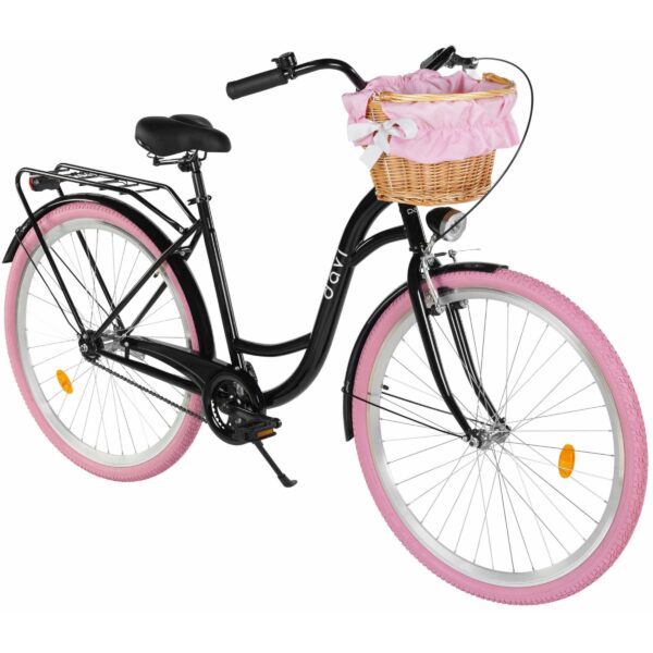 dámsky bicykel davi lila 28", 160–185 cm, 1 prevod, Čierna/ružová farba