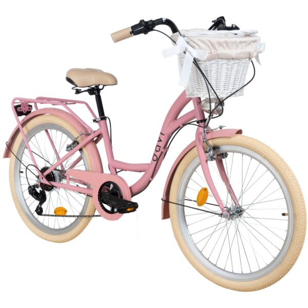 detský bicykel davi amelia 24", 130–165 cm, 7 prevodov, ružová/bežová farba