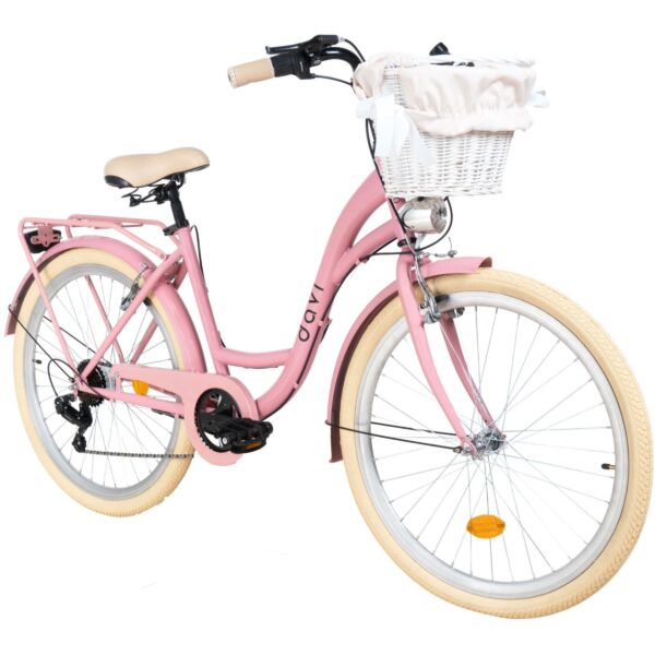 dámsky bicykel davi emma 26", 155–180 cm, 7 prevodov, ružová/bežová farba