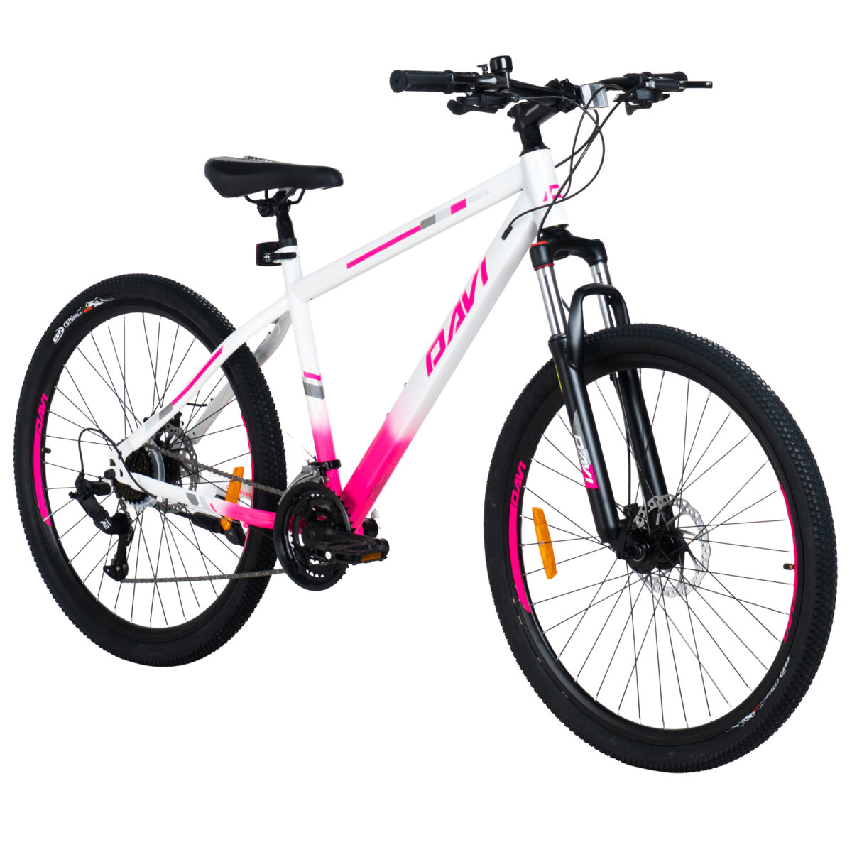 horský bicykel davi bella hliník 27,5", 160–185 cm, 21 prevodov, biela/ružová farba (copy)