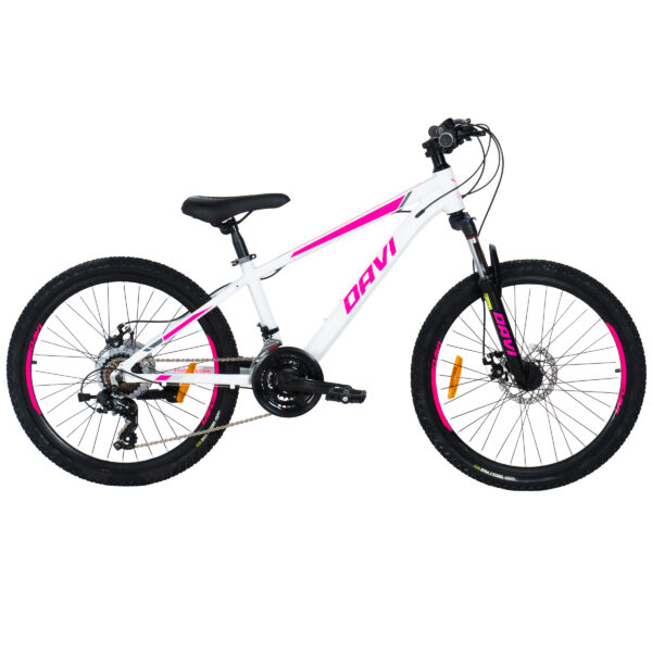 detský bicykel davi bella hliník 24", 130 160 cm, 21 prevodov, biela/ružová farba