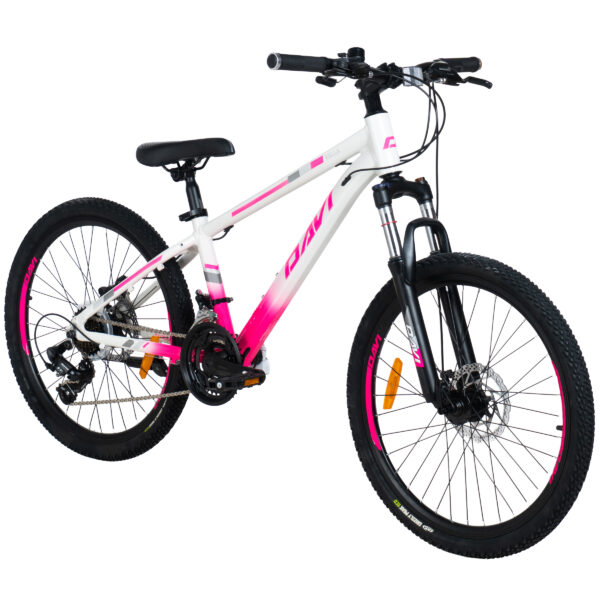 detský bicykel davi bella hliník, 24", 130 160 cm, 21 prevodov, ružová/biela farba