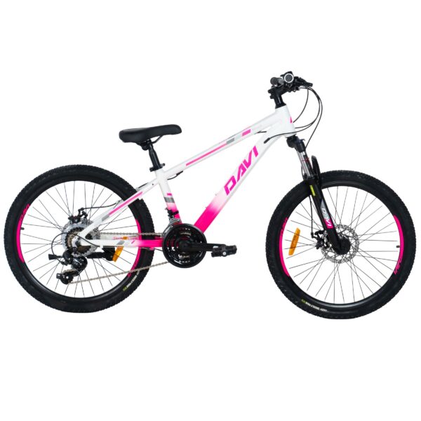 detský bicykel davi bella hliník, 24", 130 160 cm, 21 prevodov, ružová/biela farba