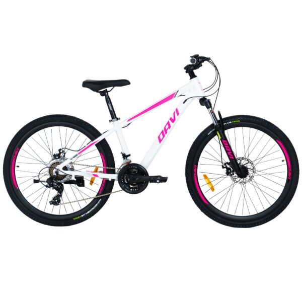 horský bicykel davi bella hliník 26", 145 170 cm, 21 prevodov, biela/ružová farba