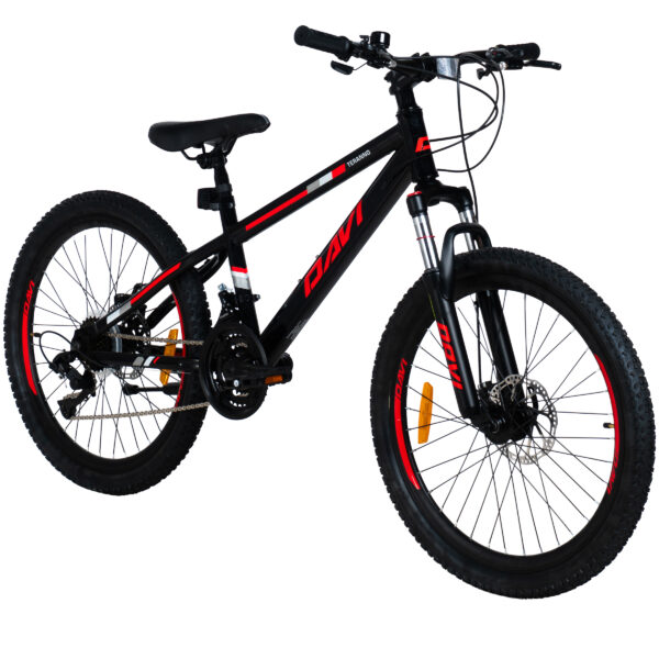 detský bicykel mtb davi terrano 24, 130 160 cm, 21 prevodov, Čierna/Červená farba