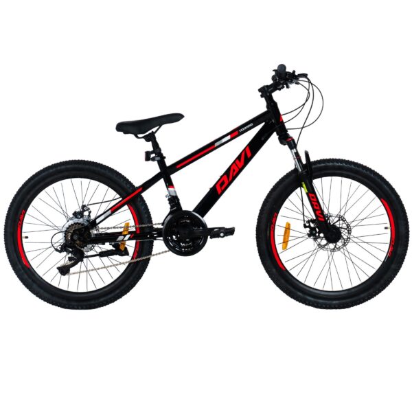 detský bicykel mtb davi terrano 24, 130 160 cm, 21 prevodov, Čierna/Červená farba