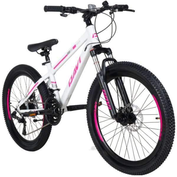 detský bicykel davi bonita 24, 130–160 cm, 21 prevodov, ružová/biela farba