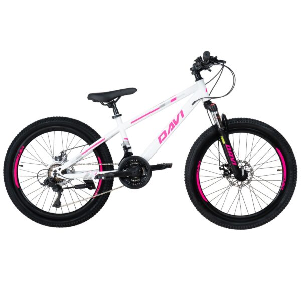 detský bicykel davi bonita 24, 130–160 cm, 21 prevodov, ružová/biela farba