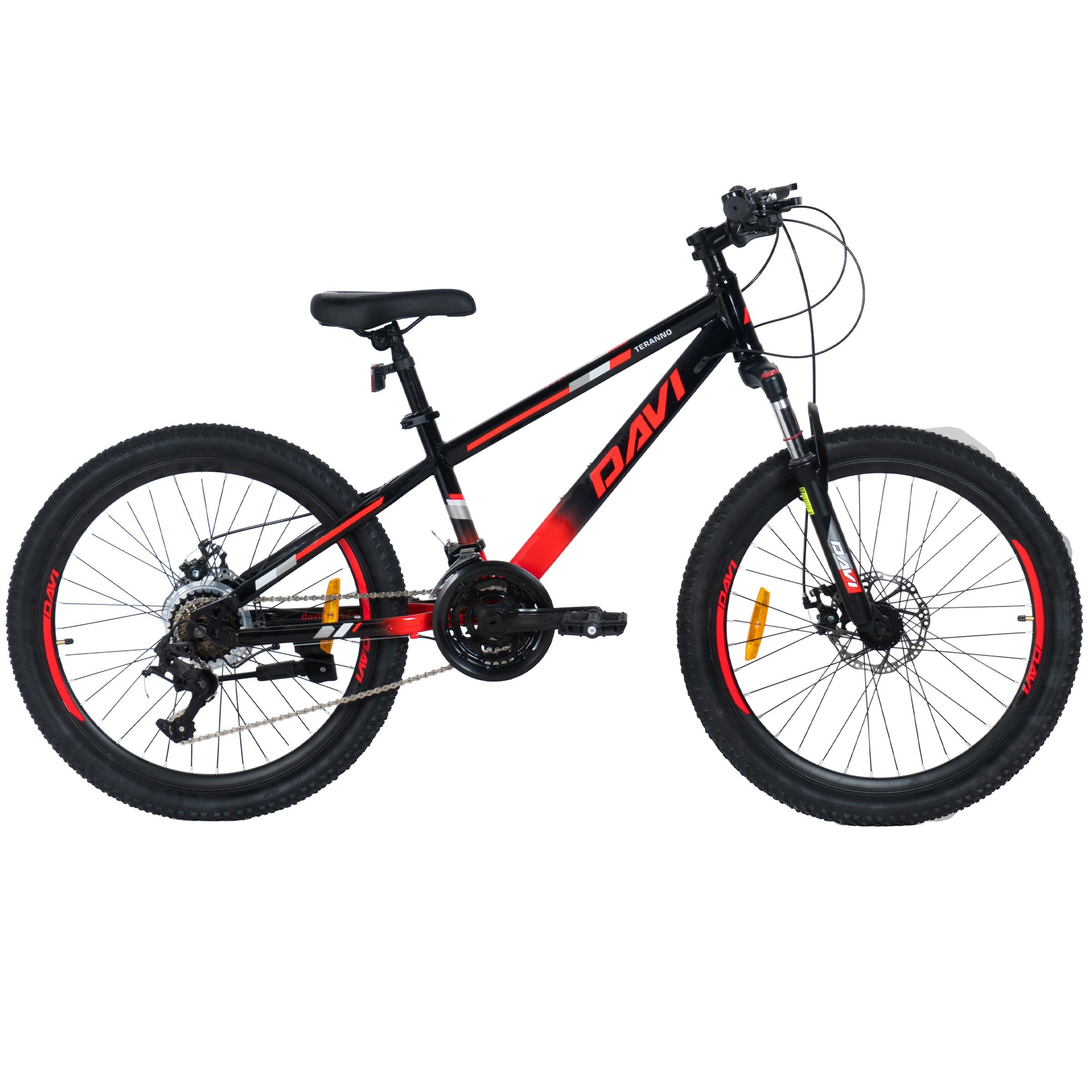 Detský bicykel Davi Terrano 24, 130-160 cm, 21 prevodov, Červená/Čierna farba