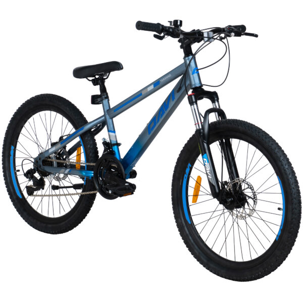 detský bicykel davi terrano 24, 130 160 cm, 21 prevodov, sivá/modrá farba