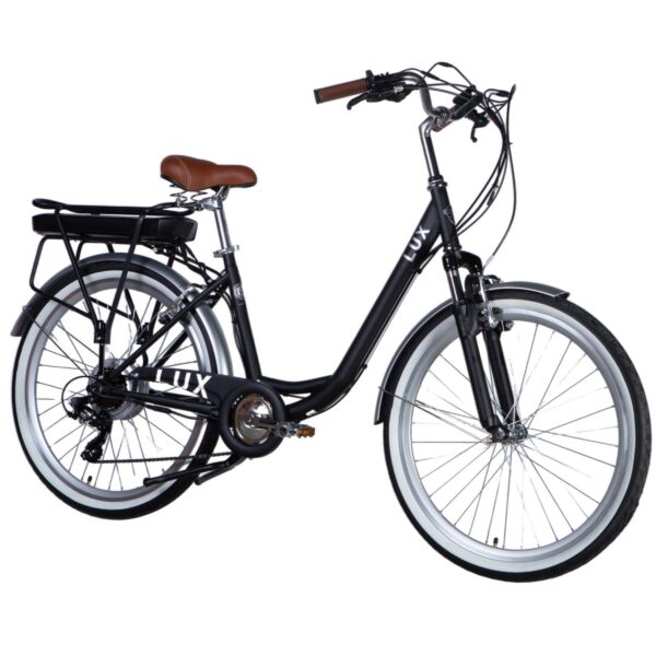 elektrobicykel e lux 26", 155–170 cm, do 50 km, 7 prevodov, Čierna farba