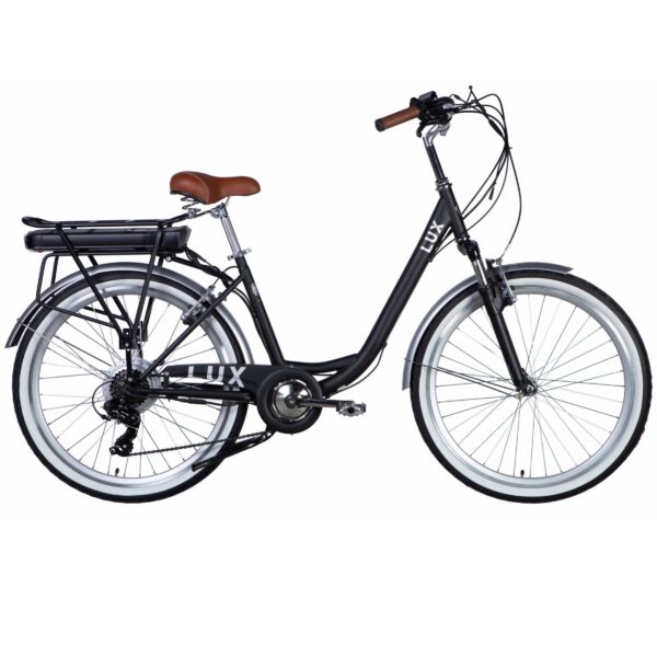 elektrobicykel e lux 26", 155–170 cm, do 50 km, 7 prevodov, Čierna farba