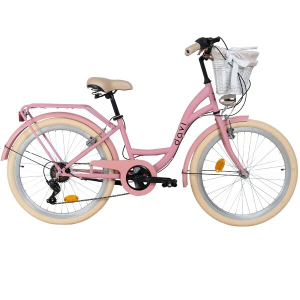 detský bicykel davi amelia 24", 130–165 cm, 7 prevodov, ružová/bežová farba