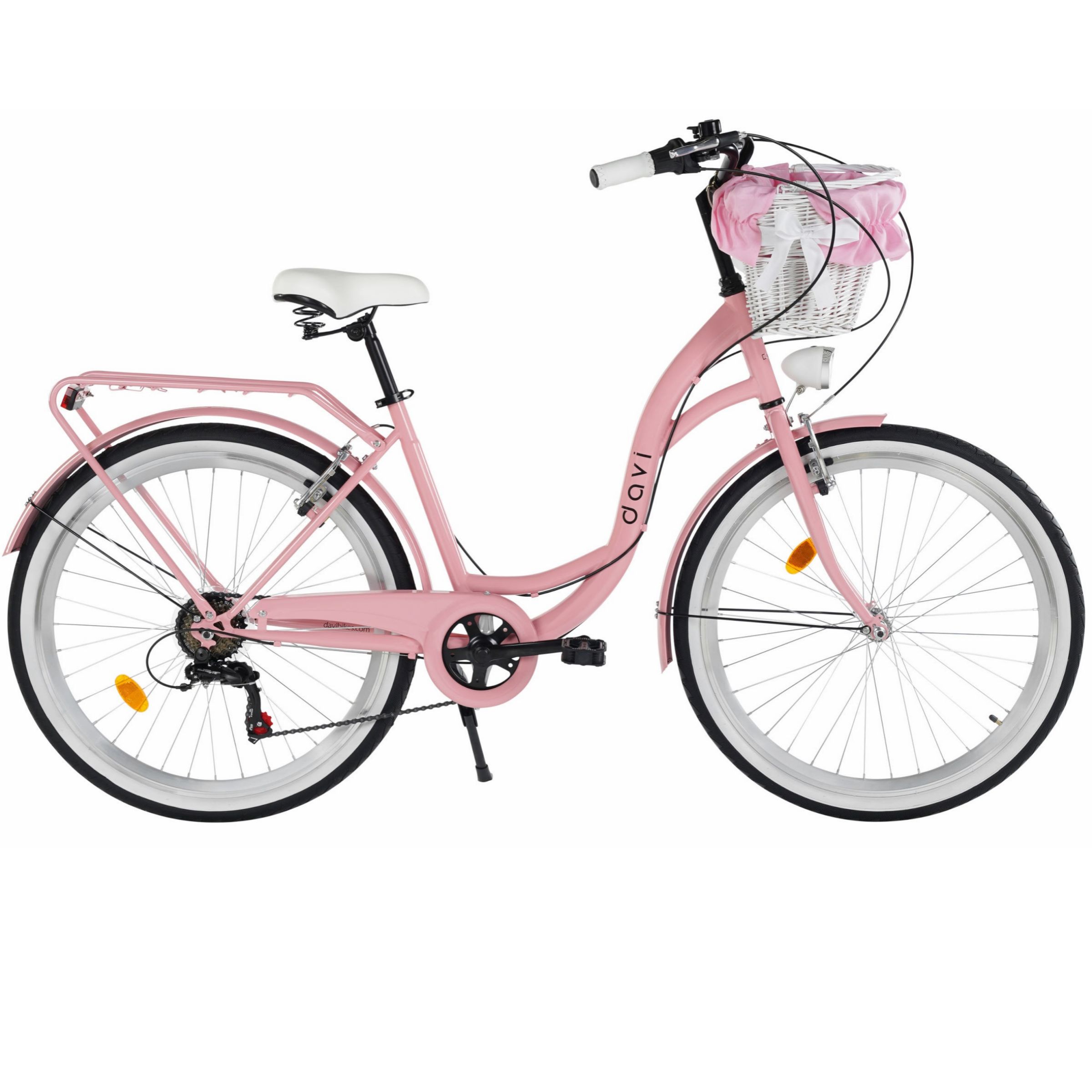Detský bicykel Davi Amelia 24", 130–165 cm, 7 prevodov, Ružová/Čierna farba
