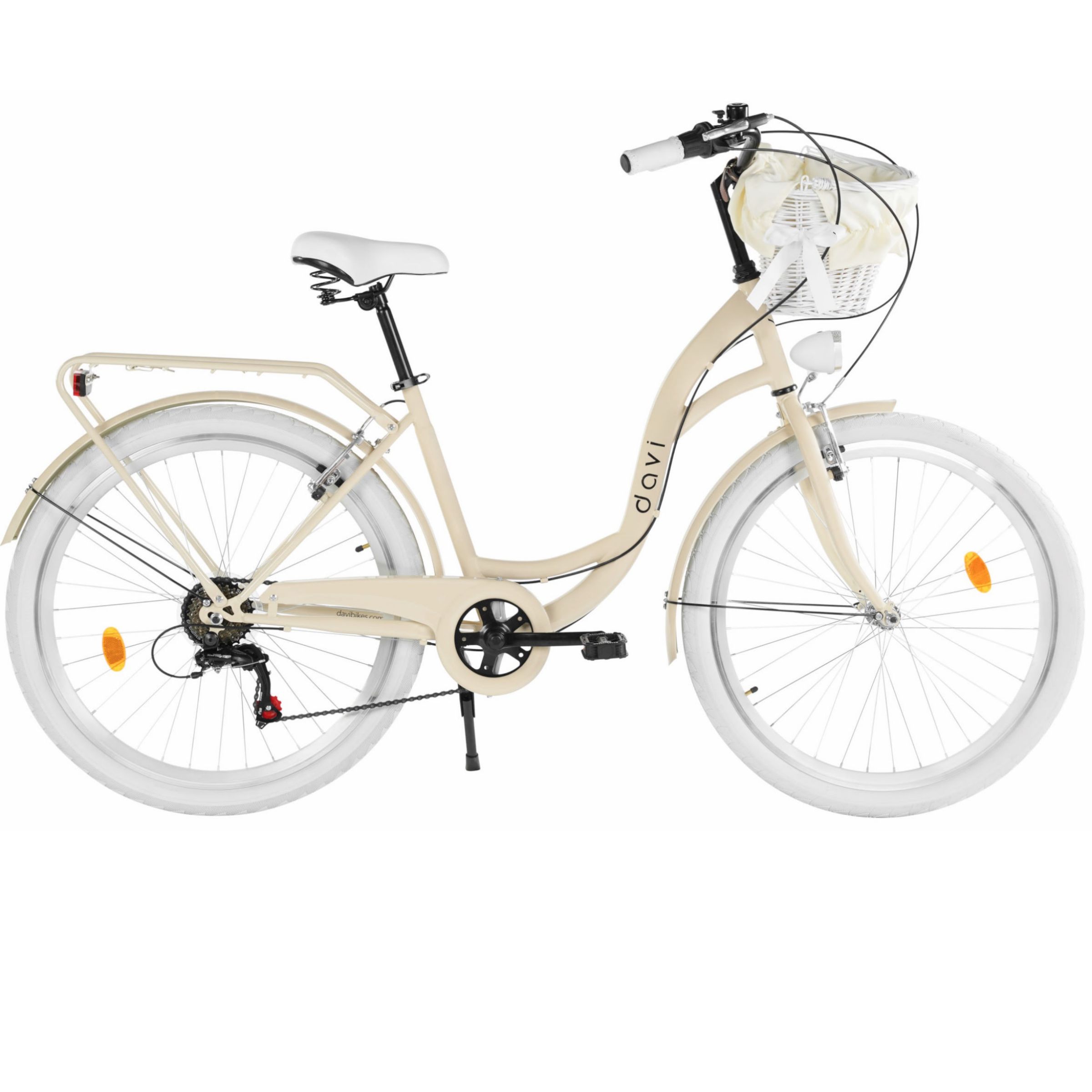 Dámsky bicykel Davi Emma 26", 155–180 cm, 7 prevodov, Krémová/Biela farba
