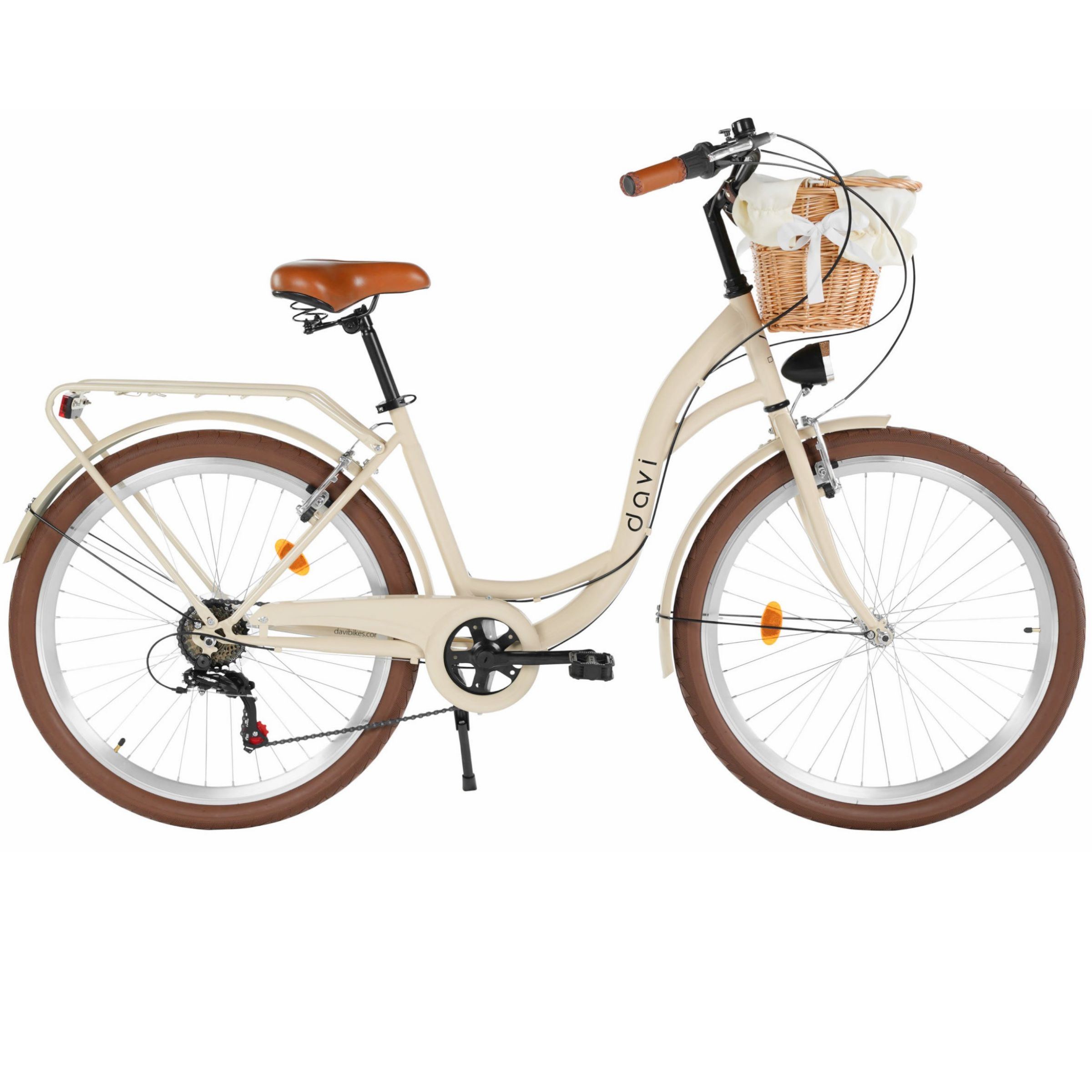 Dámsky bicykel Davi Emma 26", 155–180 cm, 7 prevodov, Krémová farba