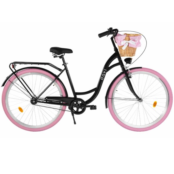 dámsky bicykel davi lila 28", 160–185 cm, 1 prevod, Čierna/ružová farba