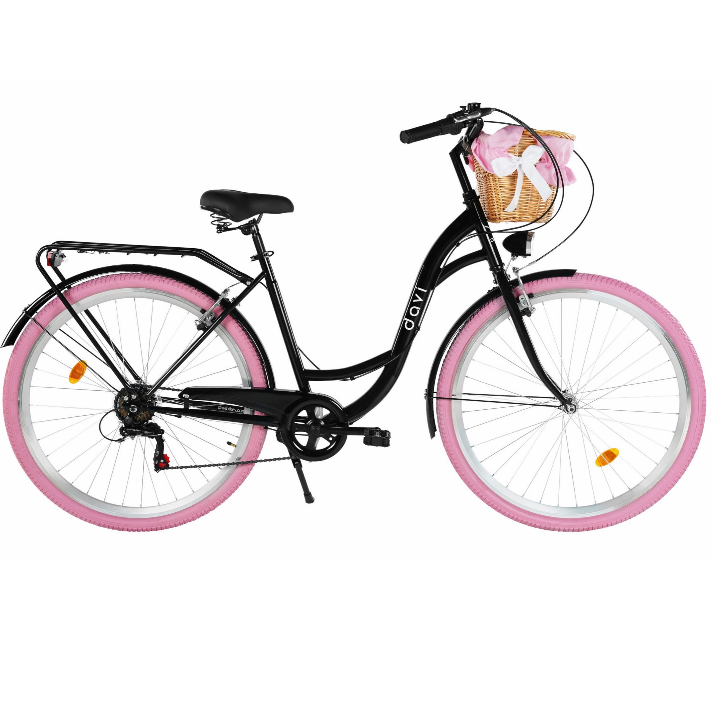 Dámsky bicykel Davi Emma 28", 160–185 cm, 7 prevodov, Čierna/Ružová farba
