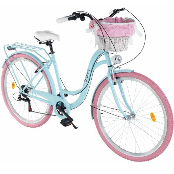dámsky bicykel davi emma 28", 160–185 cm, 7 prevodov, modrá/ružová farba