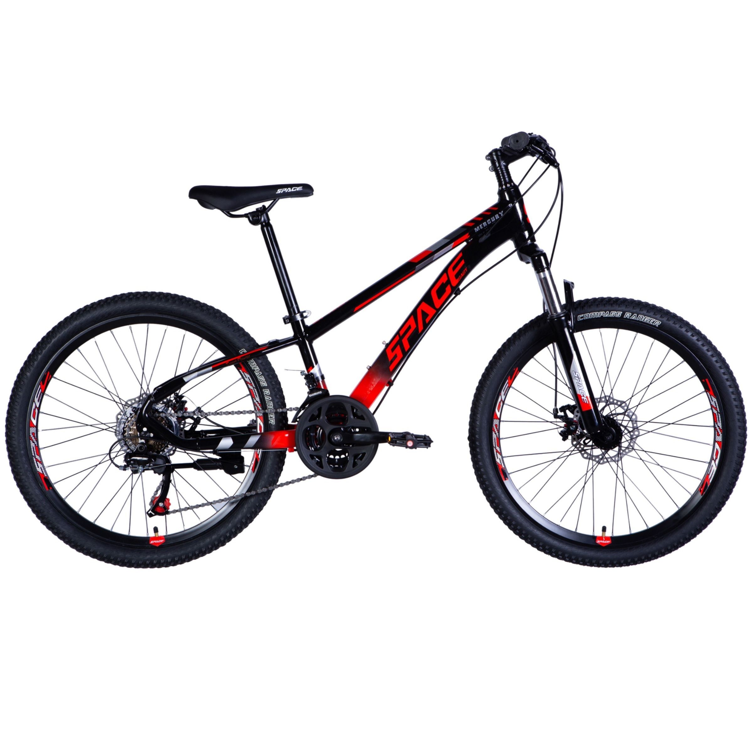 Detský bicykel Mercury Hliník 24", 130–160 cm, 21 prevodov, Čierna/Červená farba